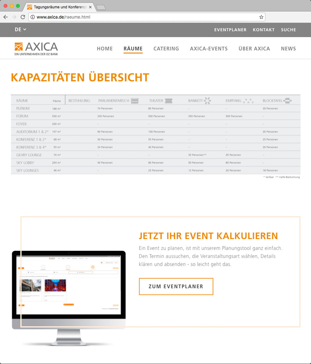 Meeting Planer auf axica.de