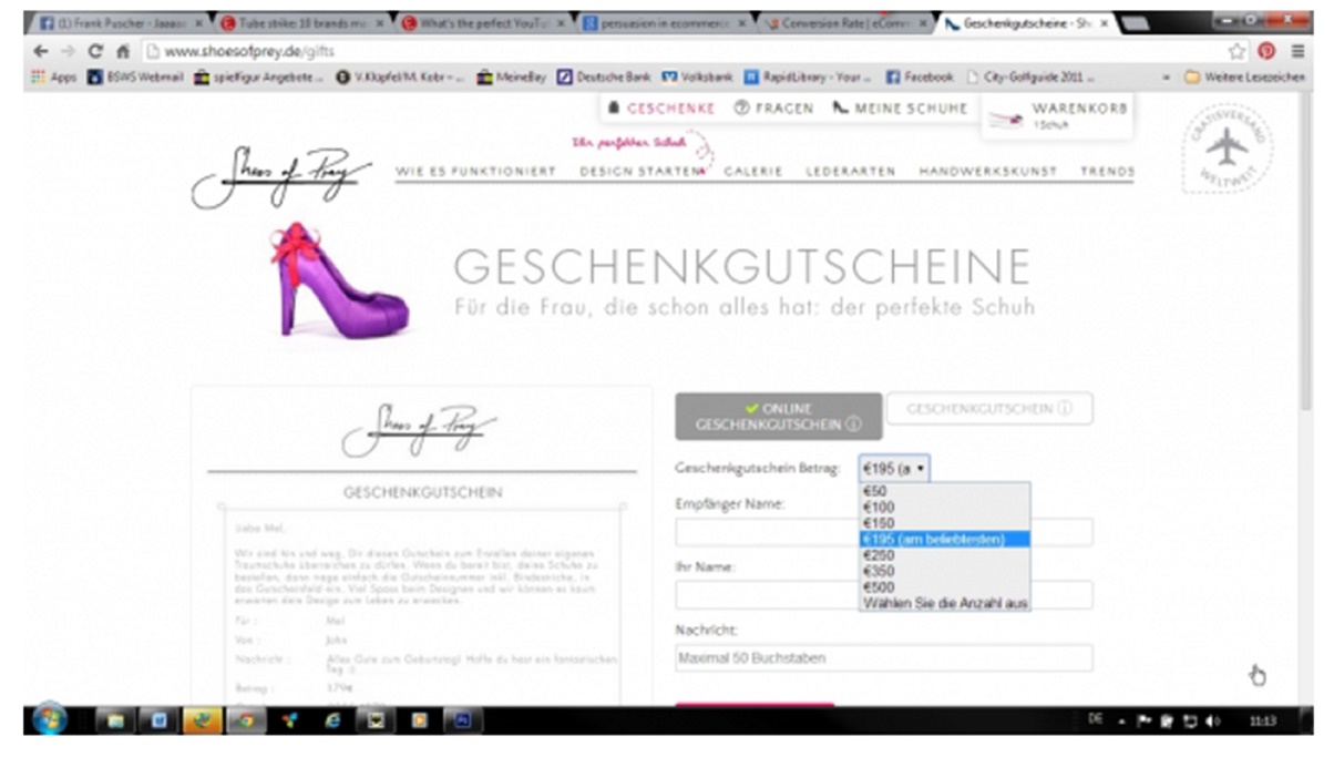 Haben Sie schon mal A/B-Tests gemacht, welcher vorgegebene Wert auf einer Gutscheinseite für Sie mehr Umsatz bringt?