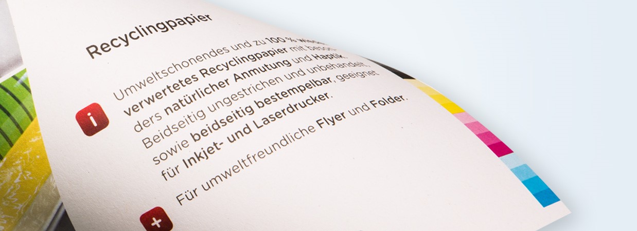 Recyclingpapier wird gerne eingesetzt, um die ökologische Verantwortung eines Unternehmens zu unterstreichen