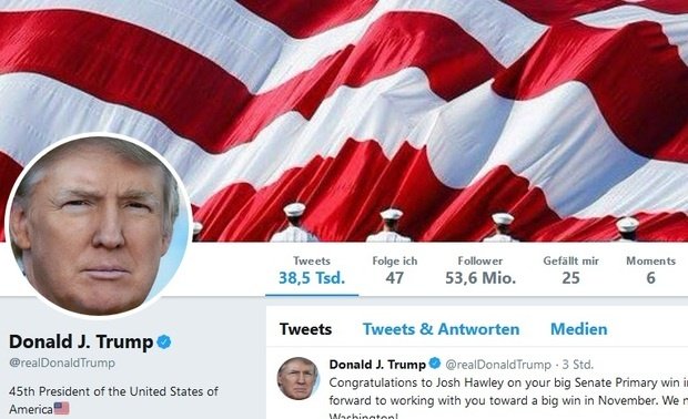 Häufig Auslöser für Diskussionen in Social Media: Donald Trump auf Twitter (Ausschnitt)