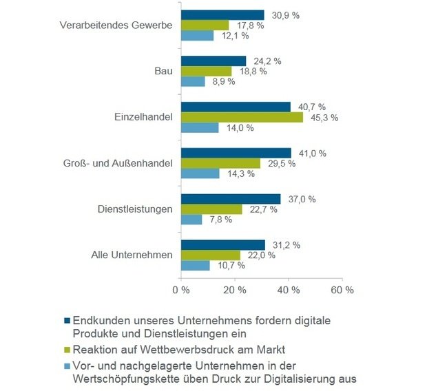 Gründe für die Durchführung von Digitalisierungsvorhaben nach Wirtschaftszweigen